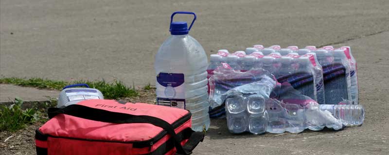 Jug and Water Bottles Outside