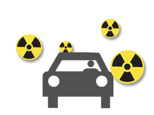 Imagen dentro de un coche durante una emergencia por radiación