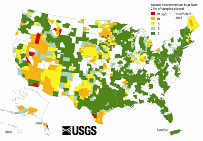 U.S. Geological Survey Map of Arsenic in Groundwater