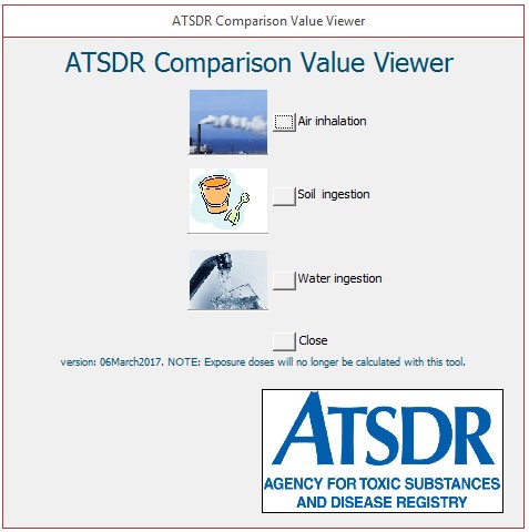 ATSDR comparison Value viewer