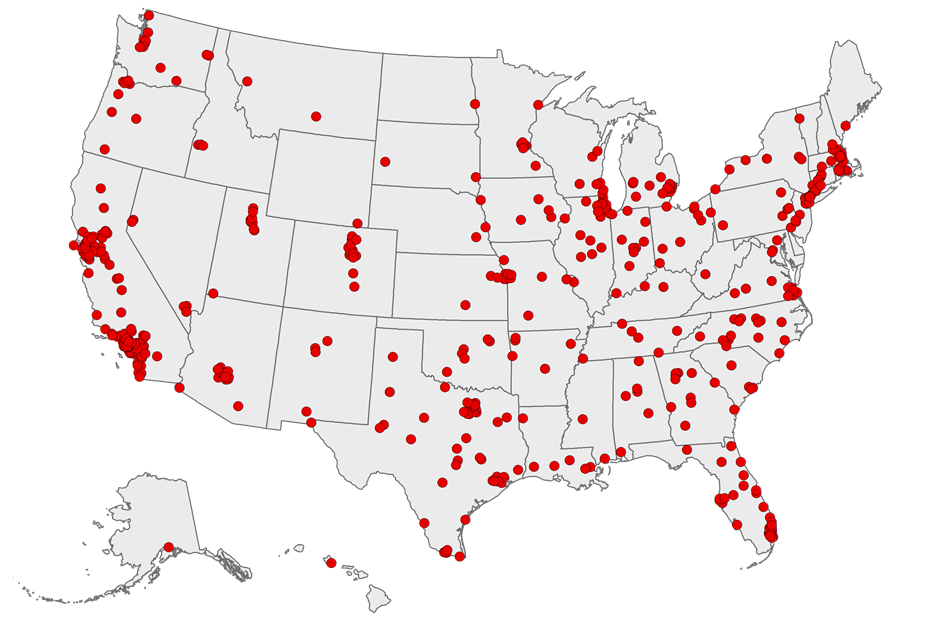 500 Cities US Map