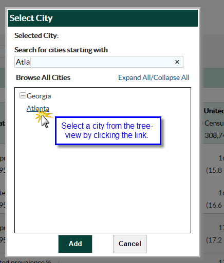 Select City screen image