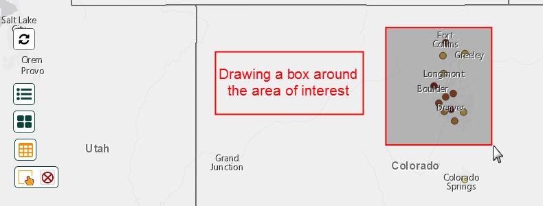 Draw a box around area of interest