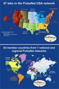 Map of the labs in the PulseNet USA network