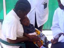 The first baby who received the malaria vaccine at the KERMI/CDC site.