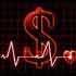Graphic: Dollar sign with health monitor graphics superimposed over it