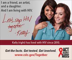 Let's Stop HIV Together Square Web Banner of Kelly (Right) and Her Best Friend. www.cdc.gov/actagainstaids