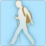 illustration of hiker with walking stick