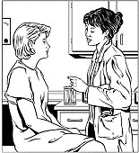 Imagen de un médico hablando con su paciente.