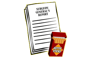 Surgeon General's report and a pack of cigarettes