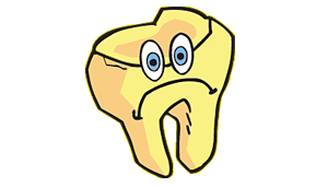 A yellowed tooth