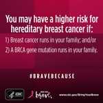 You may have a higher risk of hereditary breast cancer if breast cancer runs in your family, and/or a BRCA gene mutation runs in your family.