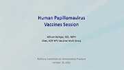 October 2016 Advisory Committee on Immunization Practices (ACIP) HPV Vaccine Session