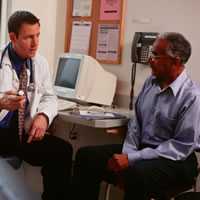 A man talking to his doctor