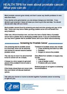 prostate cancer screening guidelines cdc)