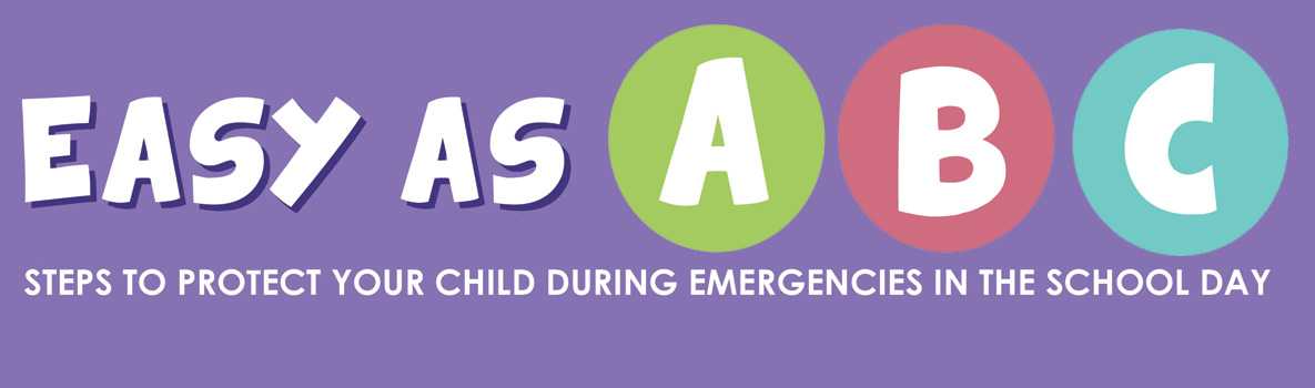 Easy as ABC. Steps to protect your child during emergenciesin the school day.