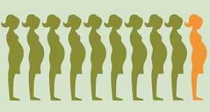 silhouettes of ten pregnant women