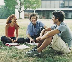 young people sitting outside