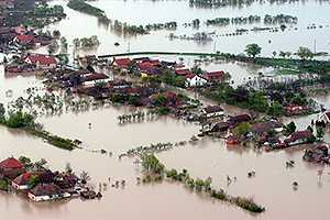 Flooded homes aerial view - Precipitation