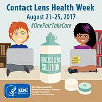 Contact Lens Health Week, August 24-28, 2015. www.cdc.gov/contactlenses/ (square with hashtag)