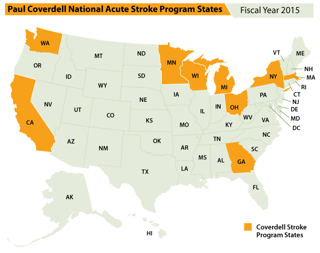 Currently funded PCNASP states are shown in orange and include California, Georgia, Massachusetts, Michigan, Minnesota, New York, Ohio, Washington, and Wisconsin.