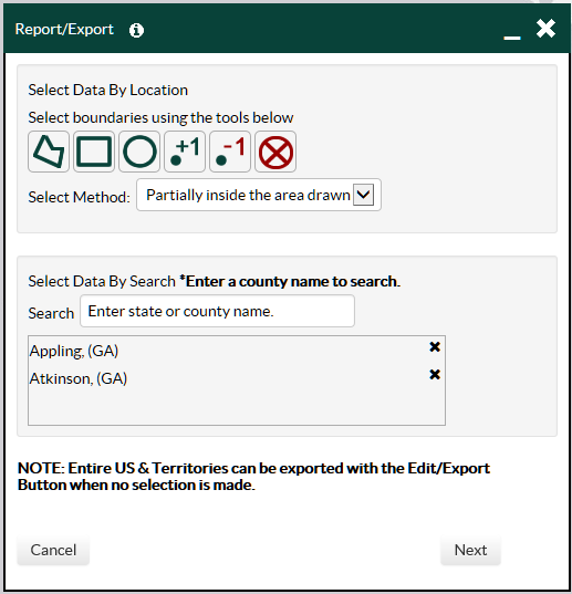 Report/Export Screenshot