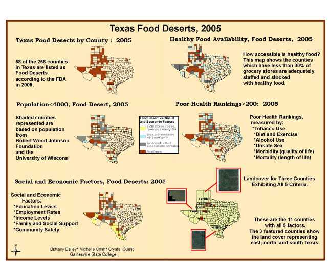 Food Deserts in Texas; 2005 and Social Impacts