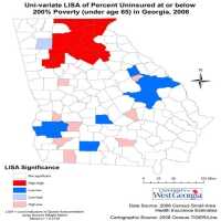 Spatial Variations in Health Insurance Coverage for Lower Income Populationin Georgia Counties, 2006
