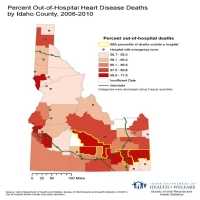 Percent Out-of-Hospital Heart Disease Deaths by County, 2006-2010