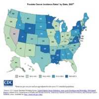 Prostate Cancer Incidence Rates by State, 2007