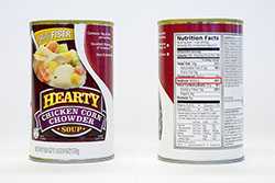 Soup cans showing the nutritional content.