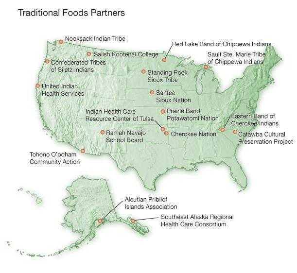 Traditional Foods Partners US map with grantee names