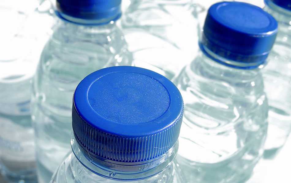 filled plastic water bottles