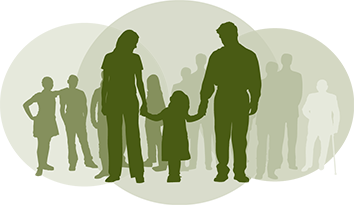 Image of a couple holding hands with a child