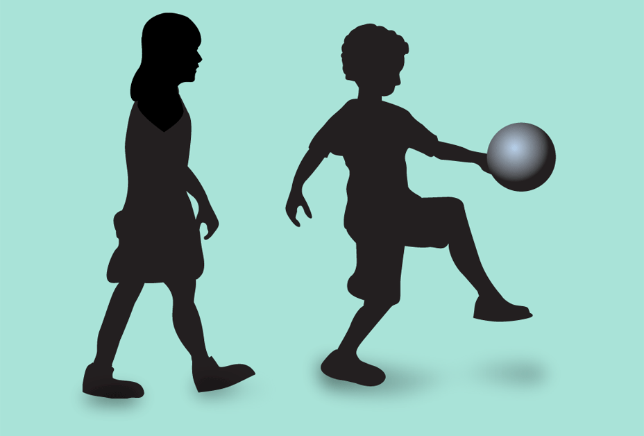 Silhouette of children walking