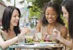 Women eating at restaurant
