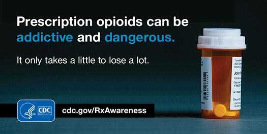 Prescription opioids can be addictive and dangerous. It only takes a little to lose a lot. HHS/CDC cdc.gov/RxAwareness