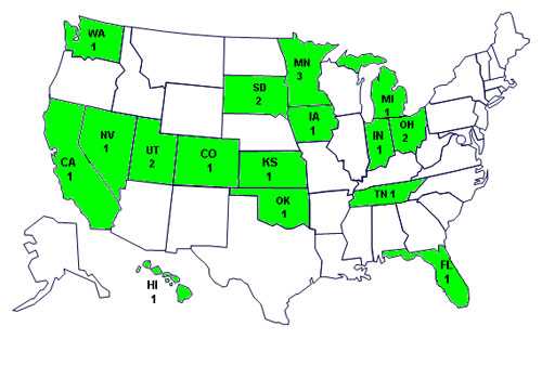 	Final Case Count Map Persons infected with the outbreak strain of E. coli O157:H7, by state, as of January 4, 2010 (n=21)