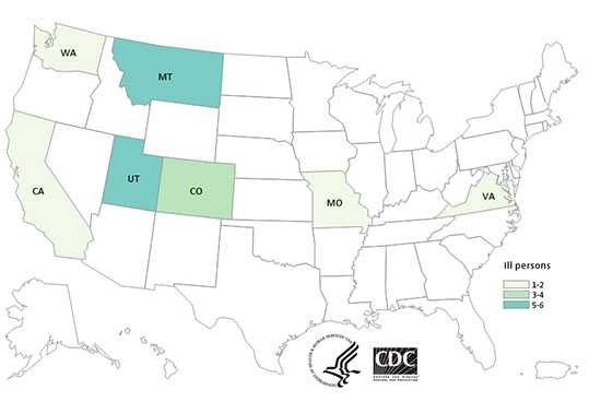 	People infected with the outbreak strain of E. coli O157:H7, by state of residence