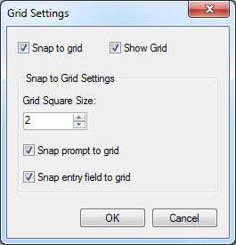 Form designer also allows the user to change grid settings 