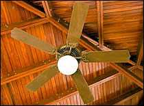 Photo of hanging ceiling fan.