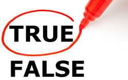 quiz with true and false answers. true is circled in red