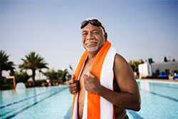 Older man at swimming pool