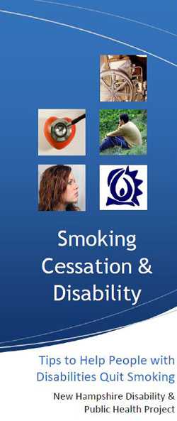 Brochure cover: Smoking Cessation & Disability - Tips to Help People with Disabilities Quit Smoking
