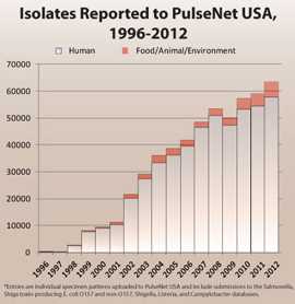 Chart: Isolates Reported to PulseNet USA, 1996-2012