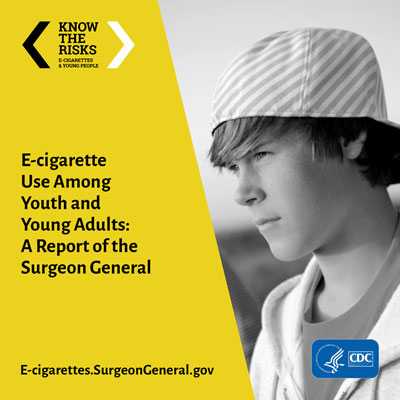 Graphic: E-cigarette Use Among Youth and Youth Adults: A report of the Surgeon General. Visit e-cigarettes.surgeongeneral.gov.