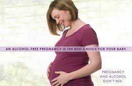 Image of pregnant woman with text - An alcohol-free pregnancy is the best choice for your baby. Pregnancy and alcohol don't mix.
