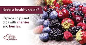Need a healthy snack? Replace chips and dips with cherries and berries.