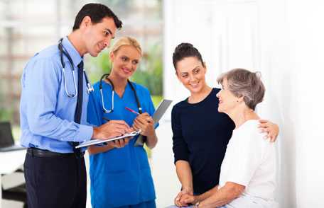 Doctors consulting with patients