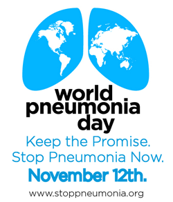 Graphics: World Pneumonia Day. Keep the promise. Stop pneumonia now. November 12th.